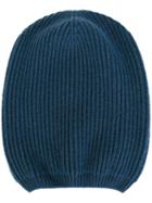 Moncler Ribbed Beanie Hat, Women's, Blue, Cashmere/wool