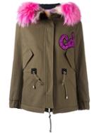 Forte Couture Fur Collar Parka, Women's, Size: 38, Green, Cotton/sheep Skin/shearling/acrylic/racoon Fur
