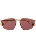 Gucci Eyewear Tinted Geometric Aviators - Gold