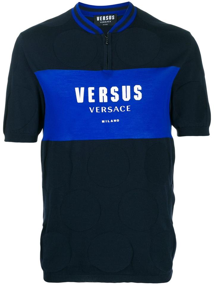 Versus Logo Print Polo Shirt - Blue