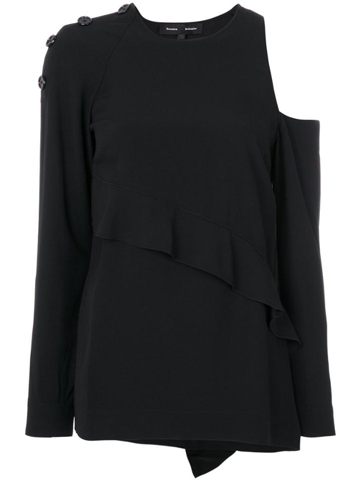 Proenza Schouler Asymmetric Button Detail Top - Black
