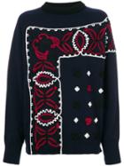 Sacai - Embroidered Knitted Sweater - Women - Rayon/wool - 1, Blue, Rayon/wool