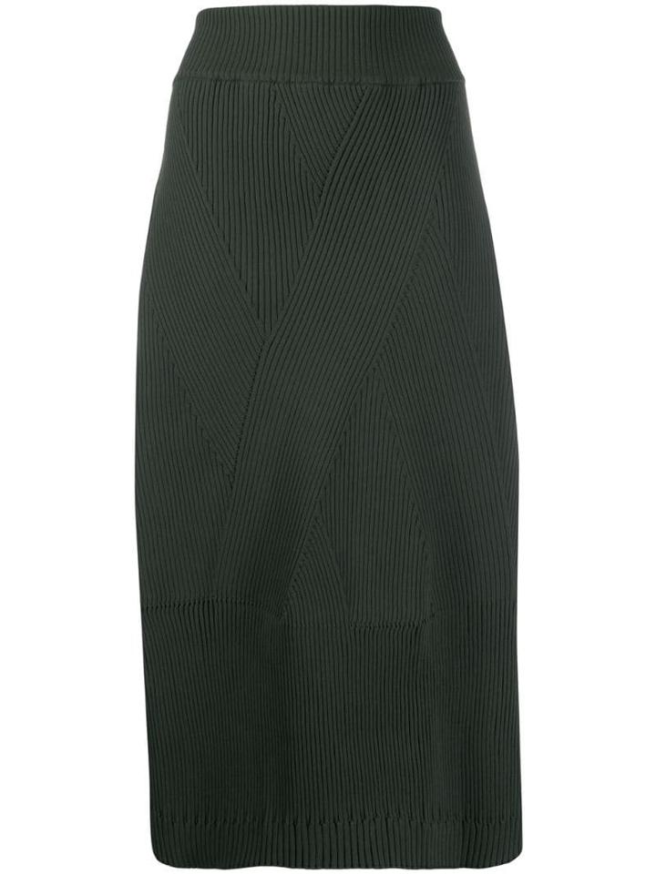 Zucca Ribbed Pull-on Skirt - Green
