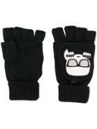 Karl Lagerfeld Ikonik Fingerless Gloves - Black
