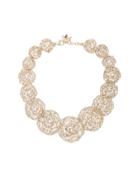 Rosantica Pizzo Disc Necklace With Pearls - Metallic