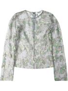 Msgm Floral Motif Mesh Blouse - Grey