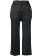 Aalto Satin Cropped Trousers - Black