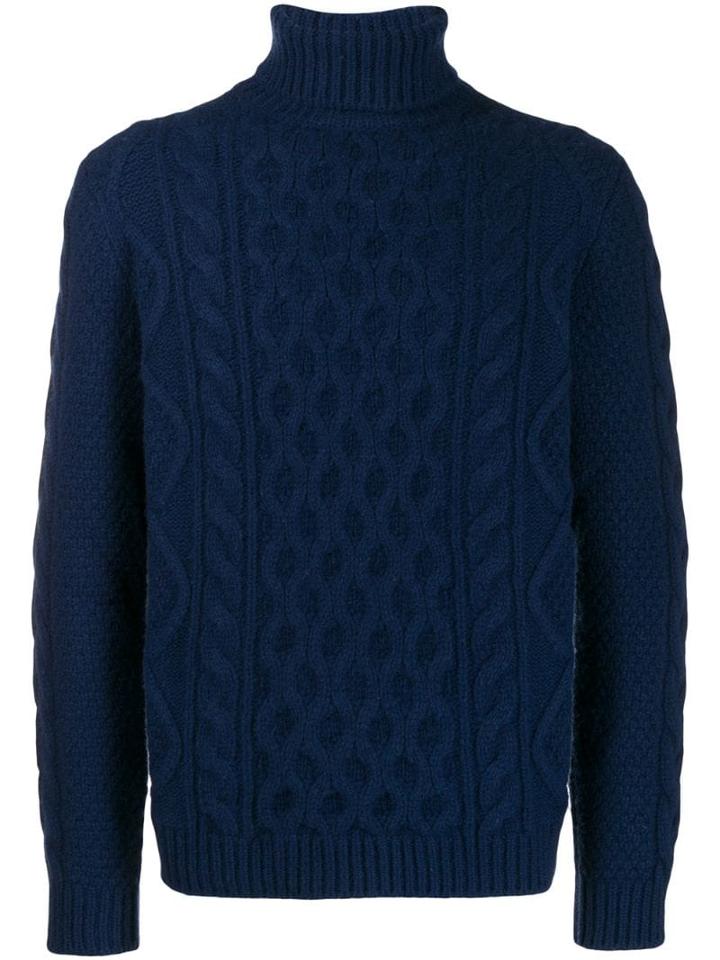 Alanui Turtleneck Cable-knit Jumper - Blue