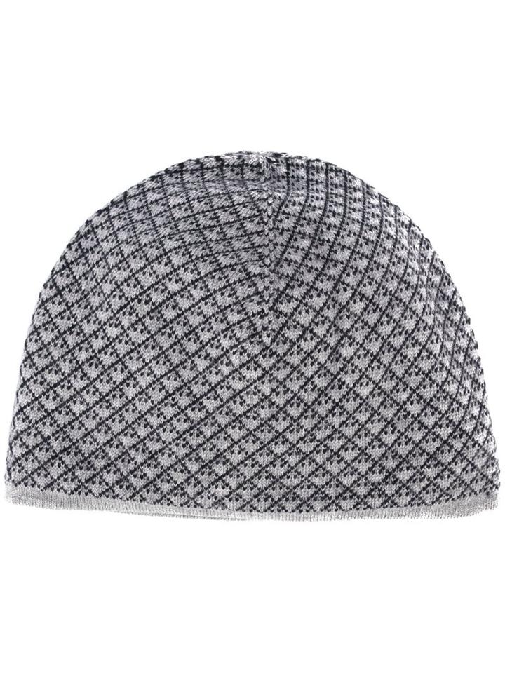 Giorgio Armani Reversible Logo Beanie, Men's, Size: Medium, Grey, Virgin Wool
