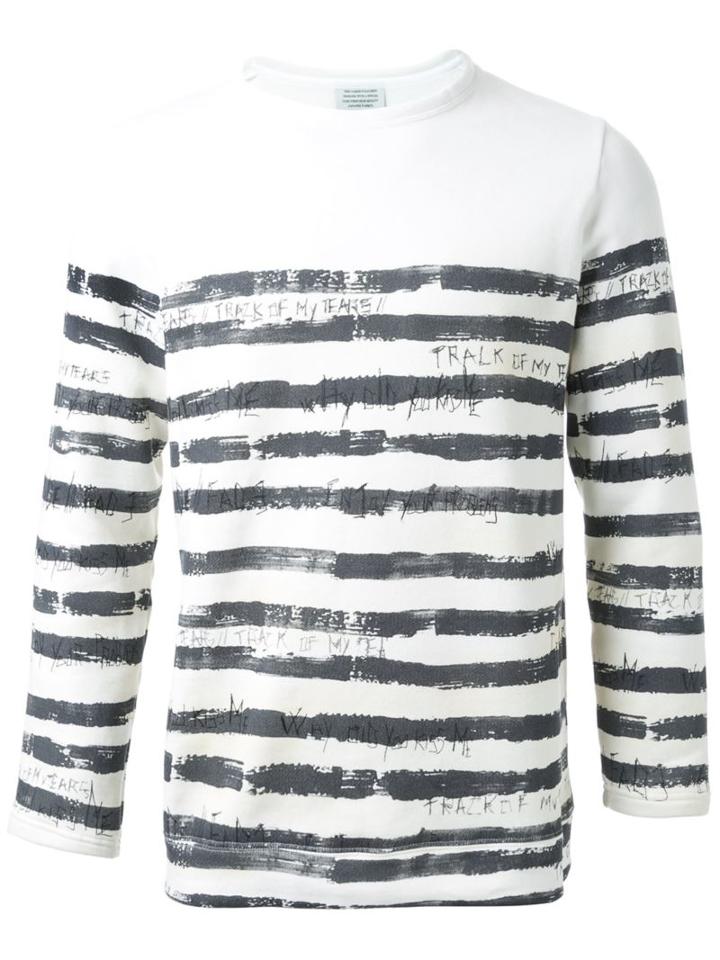 Fad Three Striped Sweatshirt, Men's, Size: Large, White, Cotton