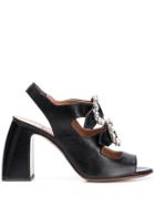 L'autre Chose Crystal Buckle Sandals - Black