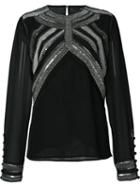 Derek Lam - Metallic Trim Blouse - Women - Silk - 38, Black, Silk