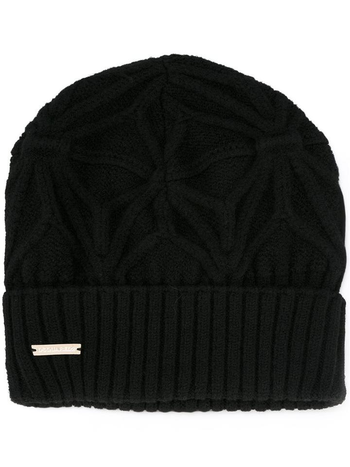 Dsquared2 Knotted Design Beanie, Men's, Black, Wool/pbt Elite