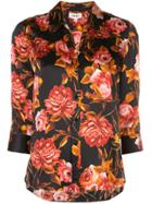L'agence Floral-print Silk Shirt - Black