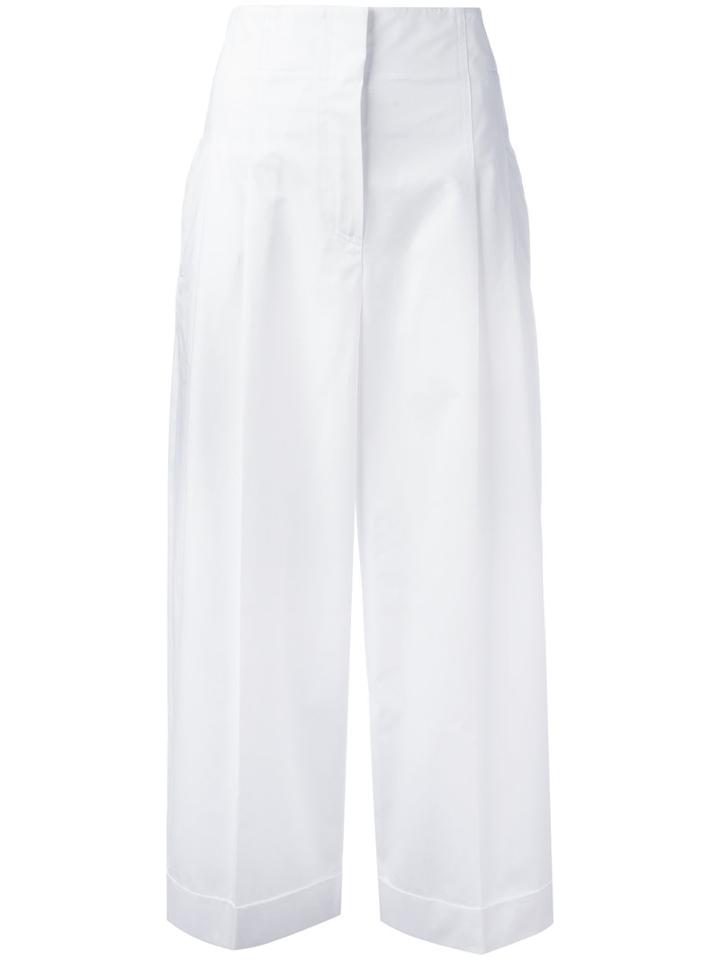 Céline Wide-legged Cropped Trousers, Women's, Size: 40, White, Cotton