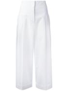 Céline Wide-legged Cropped Trousers, Women's, Size: 40, White, Cotton