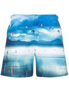 Orlebar Brown Bulldog High Flyers Print Swim Shorts - Blue