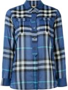 Burberry Brit Checked Shirt, Women's, Size: Medium, Blue, Cotton