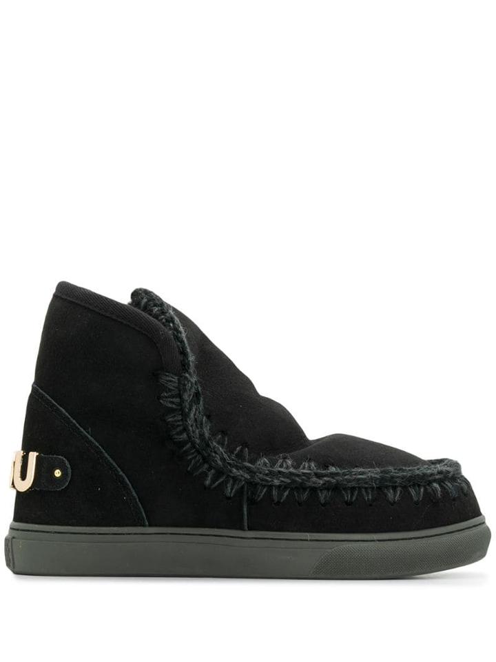 Mou Mou Fw111008a Eski Sneakers Metal Logo Bkbk Leather/fur/exotic