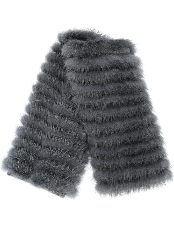 Agnona Fur Detailed Mini Scarf - Grey