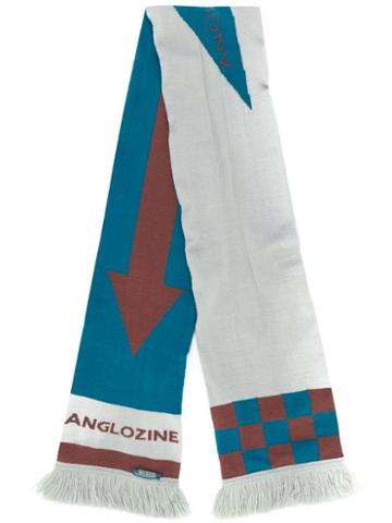Anglozine Checkerboard Frayed Scarf - Grey