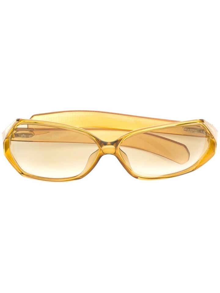 Christian Dior Vintage Rectangular Frame Sunglasses, Women's, Yellow/orange