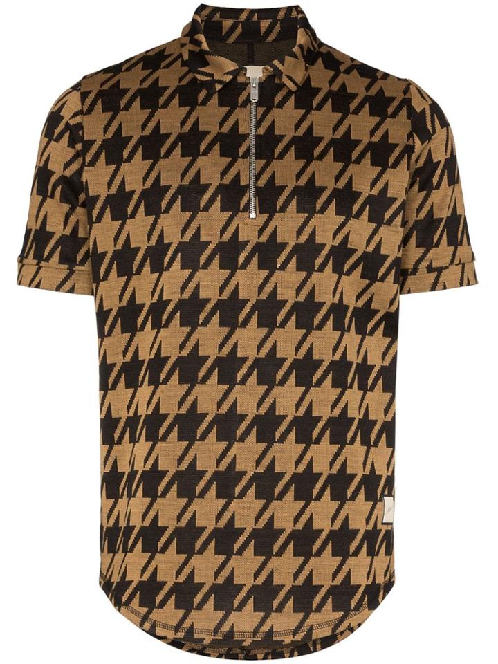 Prévu Pelle Houndstooth Polo Shirt - Black