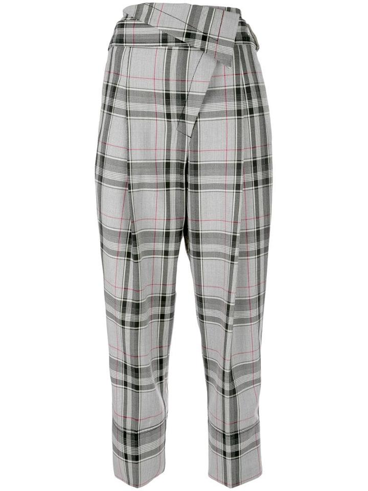 3.1 Phillip Lim Checked Asymmetric Tapered Trousers - Grey