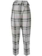 3.1 Phillip Lim Checked Asymmetric Tapered Trousers - Grey