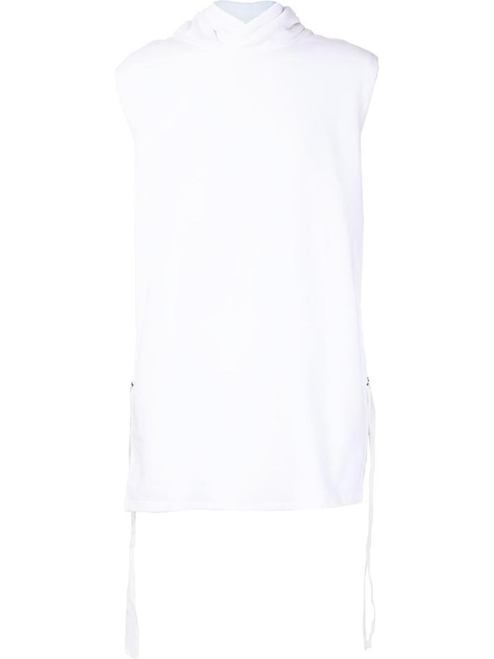 Maharishi Sleeveless Oversized Hoodie, Men's, Size: Large, White, Cotton