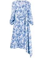 Pringle Of Scotland Floral Wrap Dress - Blue