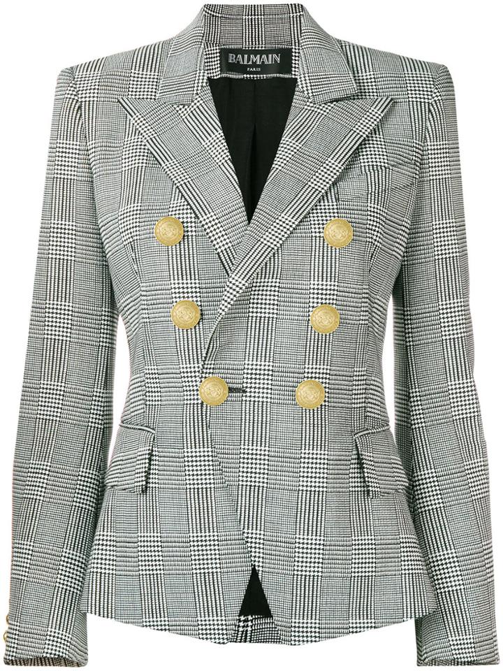 Balmain Houndstooth Print Blazer - Black