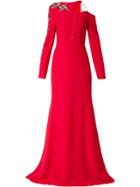 Antonio Berardi Embellished Asymmetric Gown - Red