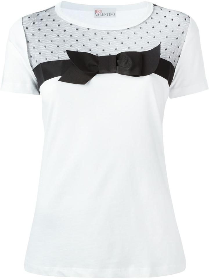 Red Valentino Bow Detail Blouse, Women's, Size: Large, White, Cotton/polyamide/polyester
