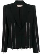 Alexander Mcqueen Zip Embellished Blazer - Black