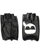 Karl Lagerfeld Ikonik Logo Fingerless Gloves - Black