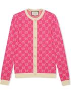 Gucci Gg Jacquard Cotton Cardigan - Pink