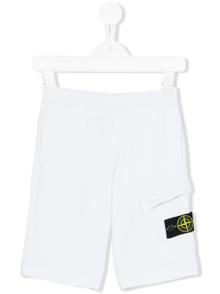 Stone Island Junior - Logo Patch Bermuda Shorts - Kids - Cotton - 3 Yrs, White