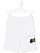 Stone Island Junior - Logo Patch Bermuda Shorts - Kids - Cotton - 3 Yrs, White