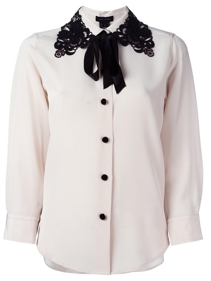 Marc Jacobs Lace Collar Blouse, Women's, Size: 6, Nude/neutrals, Silk