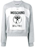 Moschino Milano Patch Sweatshirt, Women's, Size: 40, Grey, Polyester/viscose