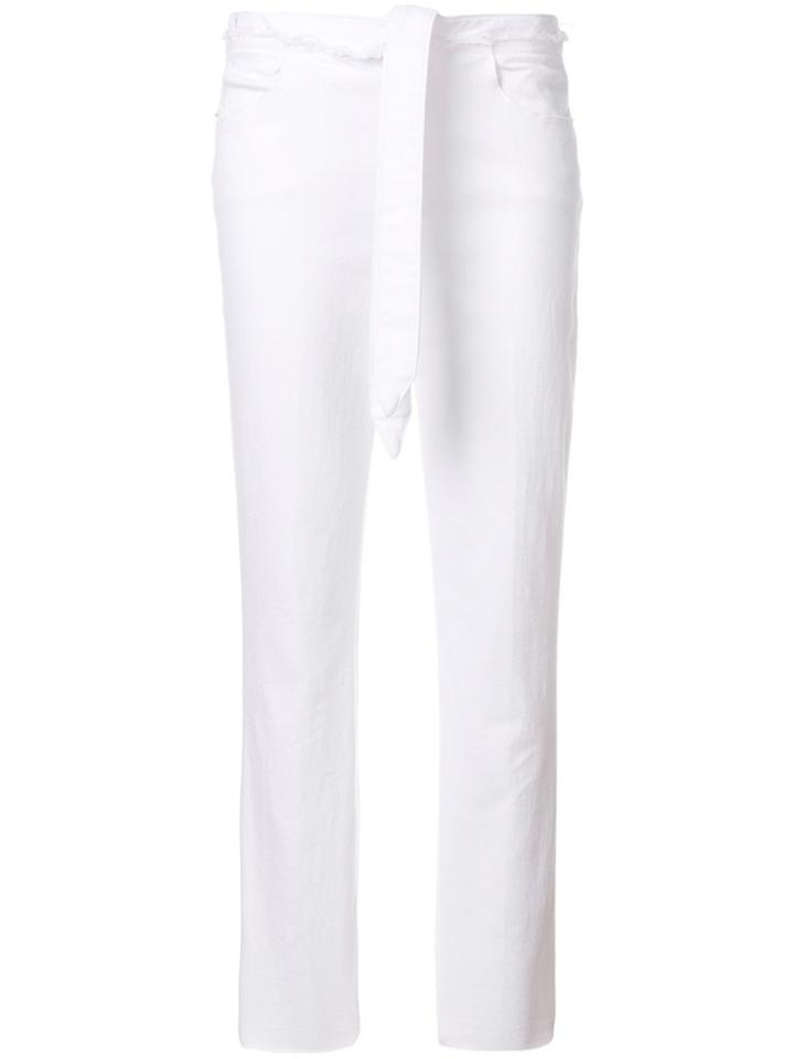 Frame Denim Cropped Tie Waist Trousers - White
