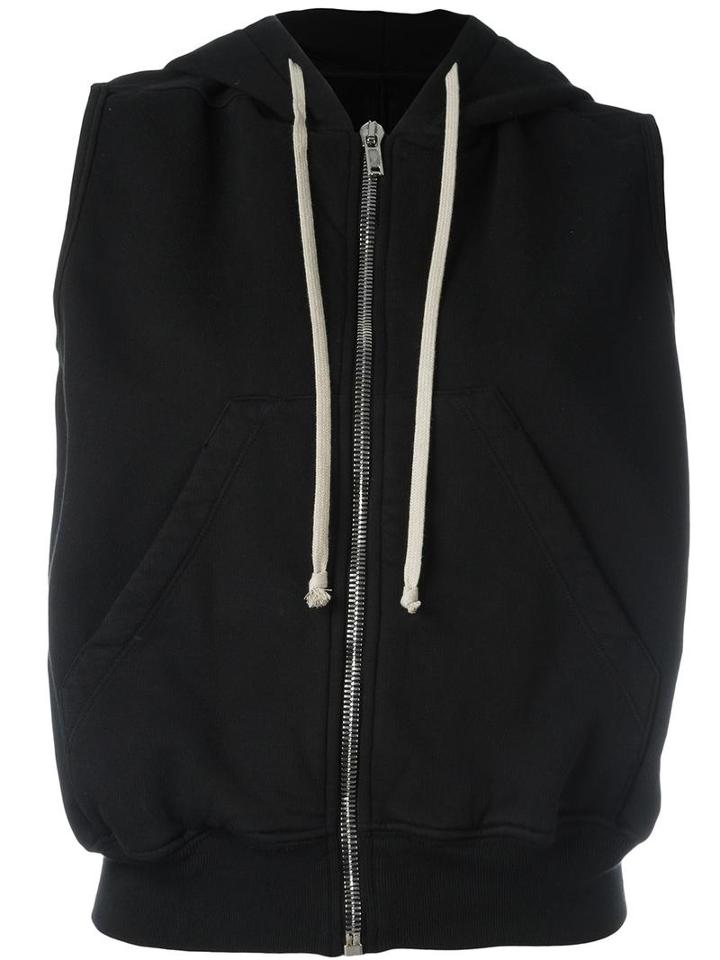 Rick Owens Drkshdw Sleeveless Zipped Hoodie, Women's, Size: Medium, Black, Cotton