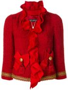 Dolce & Gabbana Ruffled Tweed Jacket - Red
