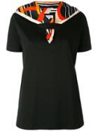 Carven - Printed Silk Scarf T-shirt - Women - Cotton/silk - M, Black, Cotton/silk