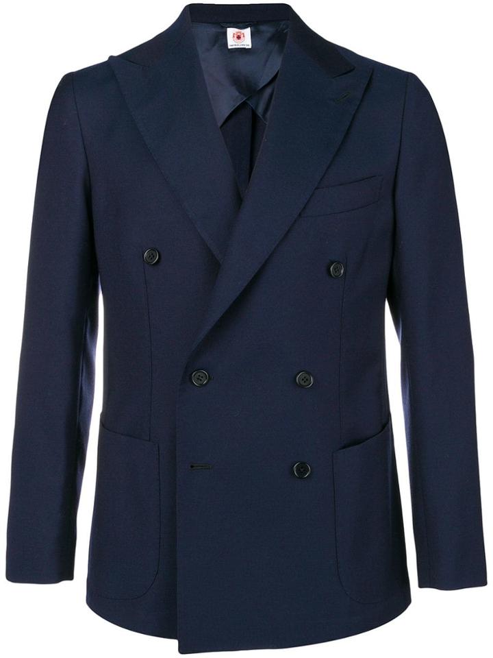 Borrelli Tailored Double Breasted Blazer - Blue