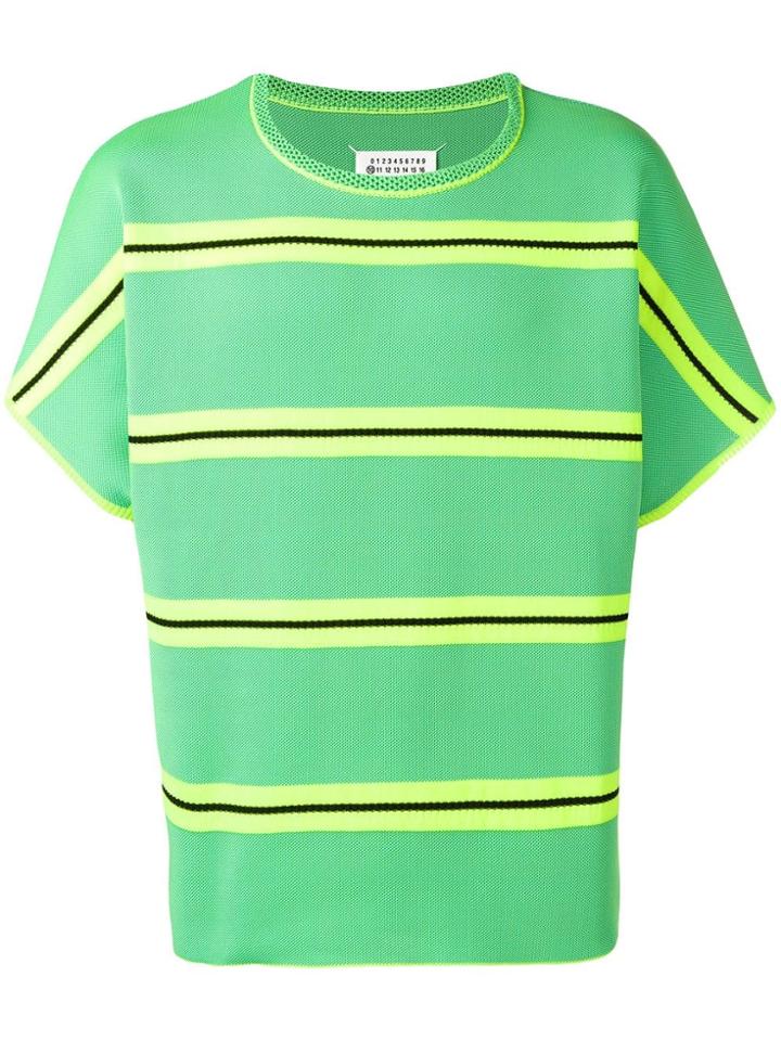 Maison Margiela Short-sleeve Striped Knitted Sweater - Green