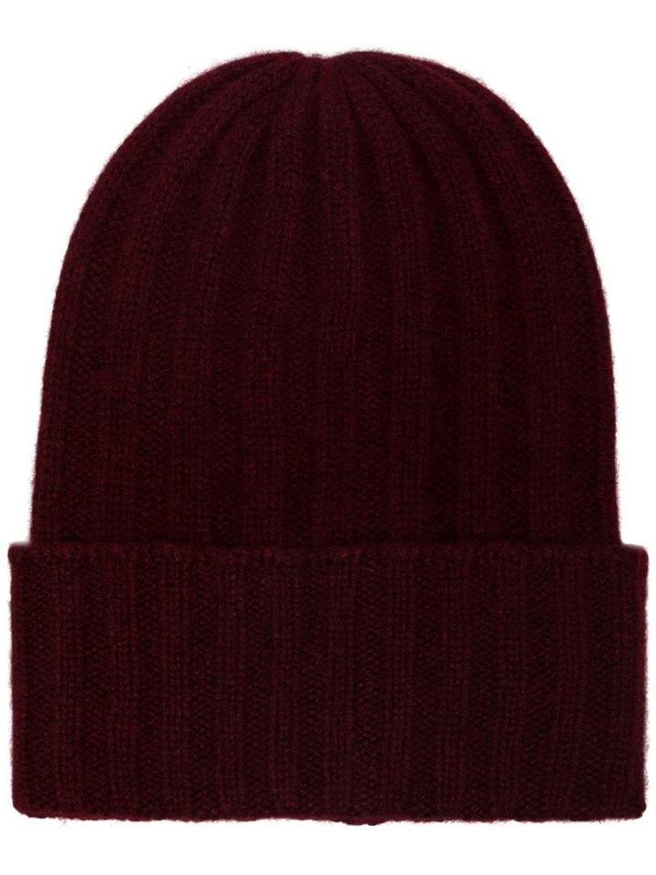 The Elder Statesman Bunny Echo Cashmere Beanie Hat - Red