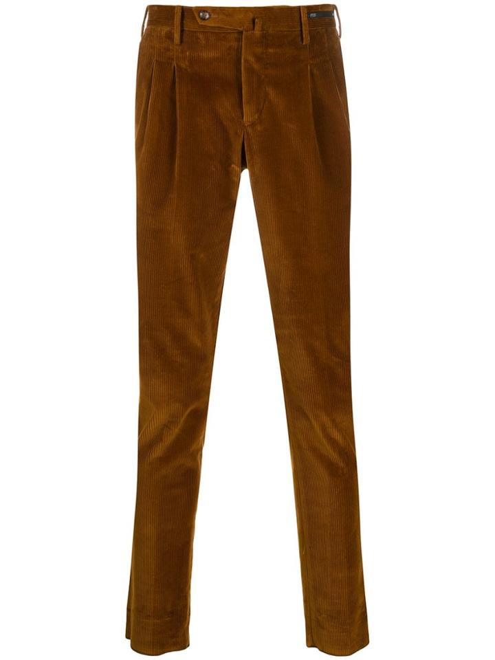 Pt01 Corduroy Straight Leg Trousers - Brown