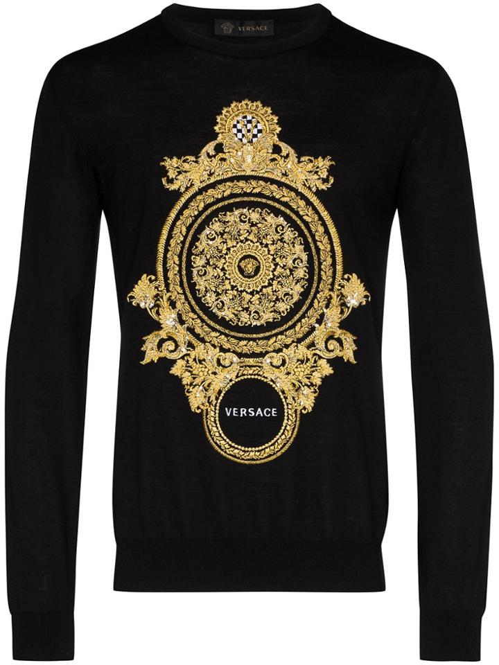 Versace Embroidered Baroque Sweatshirt - Black